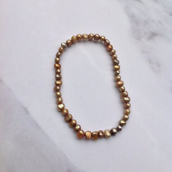 Freshwater Pearl Bracelet 4.5mm Rose Gold -Deep Olive 7.5" - Picture 4 of 6